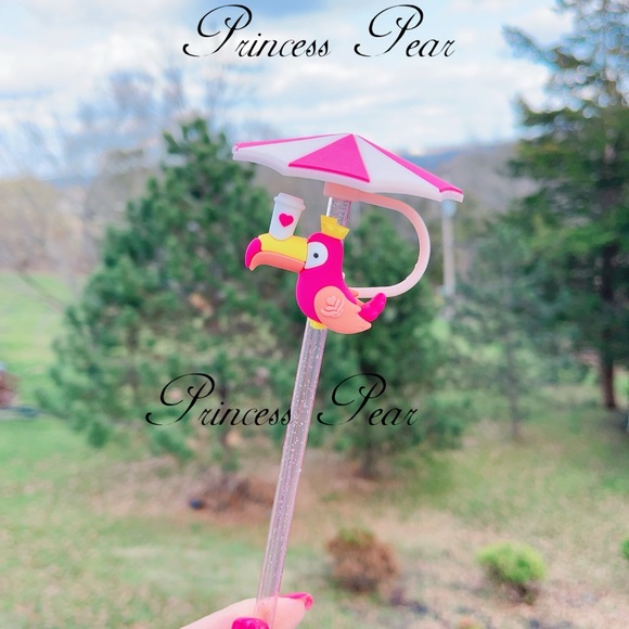 Pink toucan Straw topper - Picture 2 of 4
